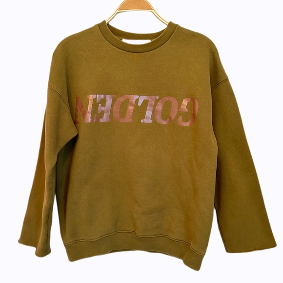 GOLDEN GOOSE Deluxe Brand Elise Oversized Sweatshirt in Musk (Mustard Green) XXS - Picture 6 of 15